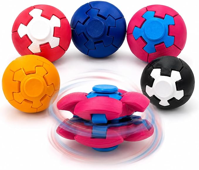 Spinner Ball Stres ve Fidget Oyuncağı, Bas-Döndür Mekanizmalı Eğlenceli Dönen Top, Çocuk ve Yetişkinler İçin, Karışık Renk
