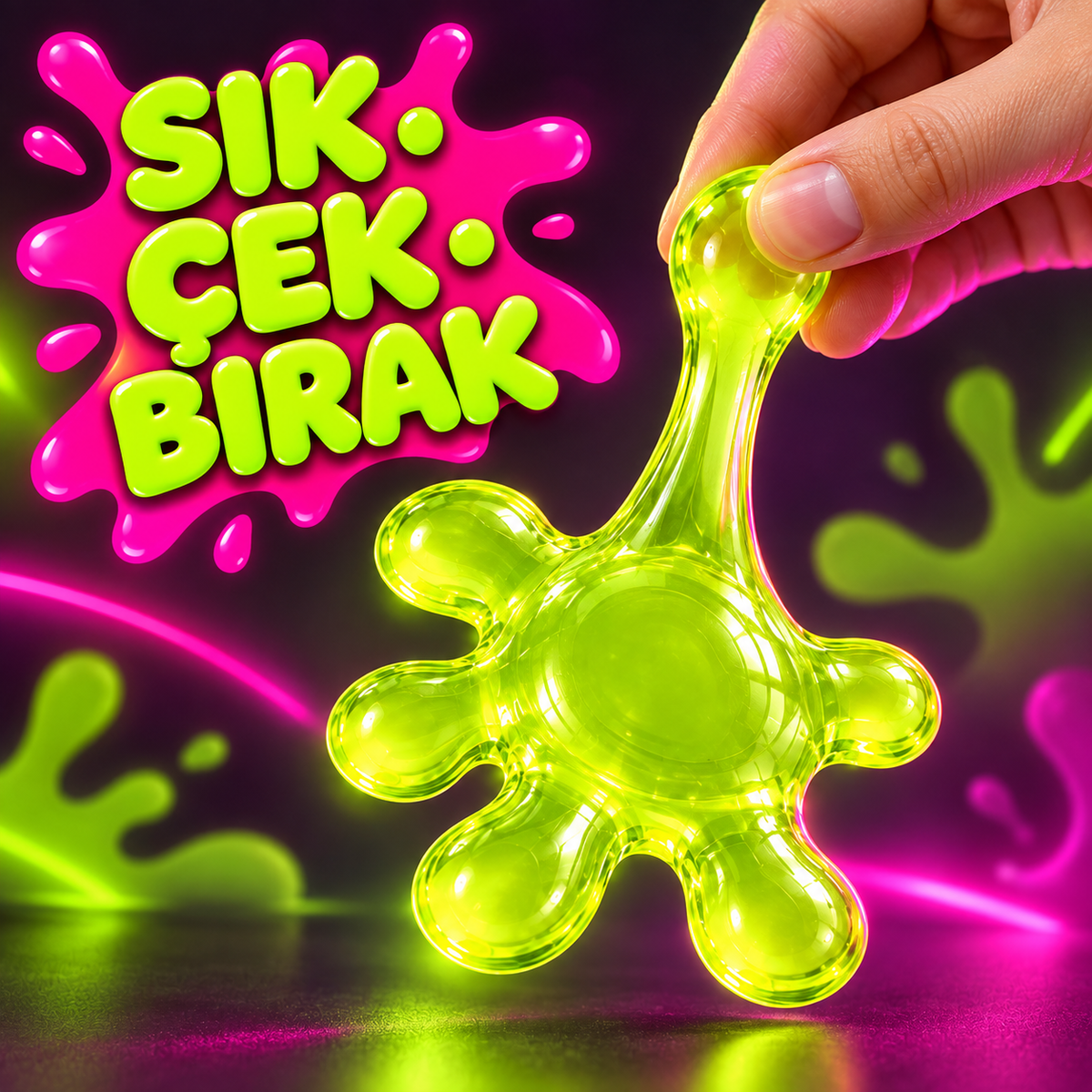 Splat Jel Squishy Oyuncak – Esneyen, Çekilen ve Yayılabilen Yumuşak Fidget Stres Oyuncağı, Çocuk ve Yetişkinler İçin Duyusal El Oyuncağı, Karışık Renk, 1 Adet