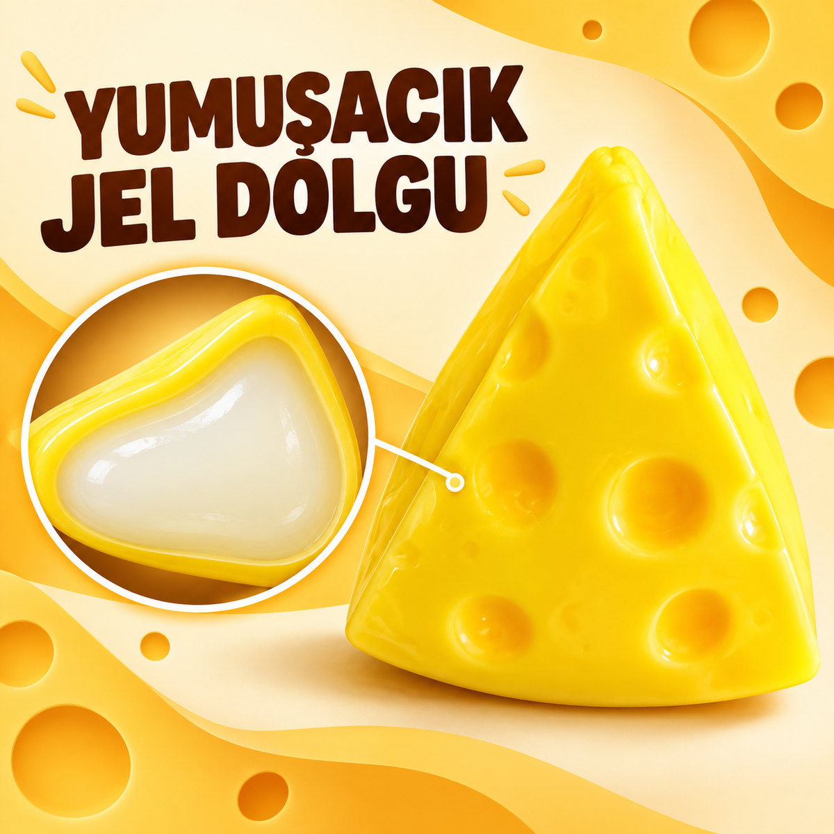 Üçgen Peynir Squishy Jel Dolgulu Sıkma Oyuncağı – Yumuşacık Esnek Fidget Oyuncak, Eğlenceli Peynir Tasarımlı Duyusal Oyuncak