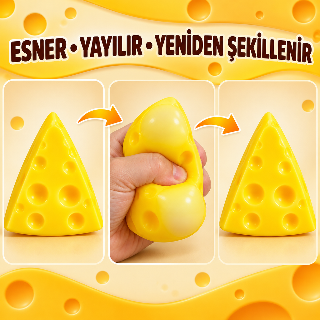 Üçgen Peynir Squishy Jel Dolgulu Sıkma Oyuncağı – Yumuşacık Esnek Fidget Oyuncak, Eğlenceli Peynir Tasarımlı Duyusal Oyuncak