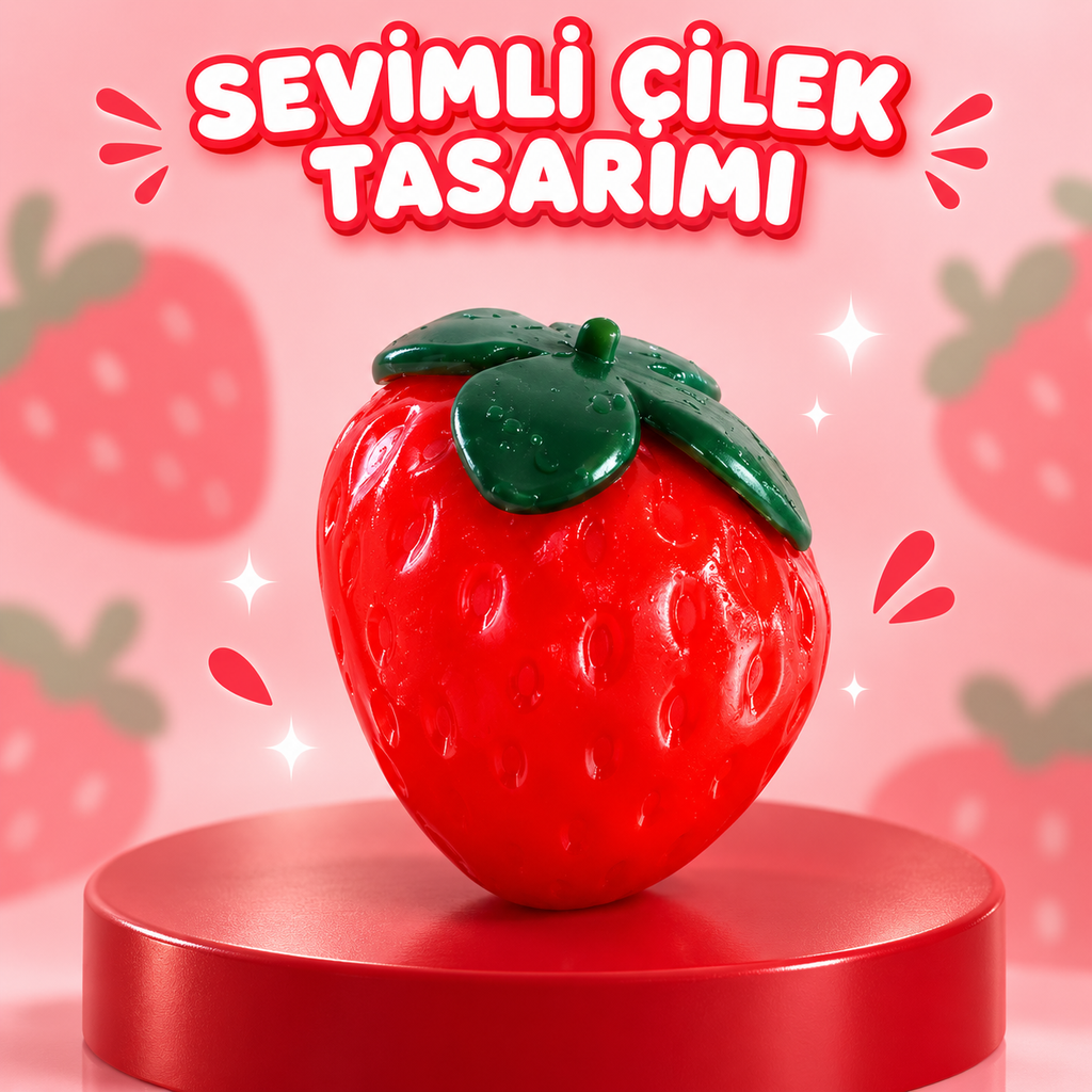 Çilek Squishy Sıkma Oyuncağı, Beyaz Jel Dolgulu Yumuşak TPR Fidget Stres Oyuncağı, Esnek ve Şekil Alan Sevimli Çilek Tasarımı, 1 Adet