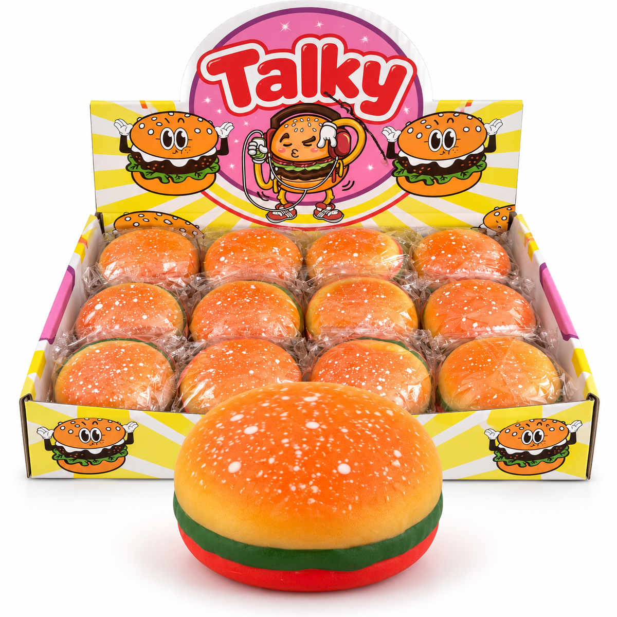 Hamburger Squishy Oyuncak – Beyaz Jel Dolgulu, TPR Esnek Sıkılabilir Fidget ve Duyusal Oyuncak, Yumuşak Hamburger Tasarımlı, 1 Adet