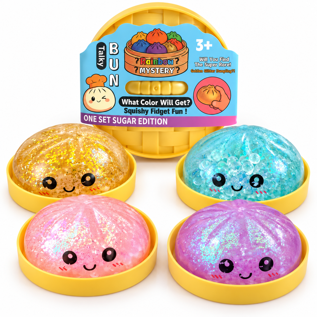 Çin Mantısı Squishy Oyuncak – Şeffaf TPR Kabuklu, İçinde Hareket Eden Minik Toplar ve Simli Sıkma Oyuncağı, Yumuşak Fidget Stres Oyuncağı, Karışık Renk 1 Adet